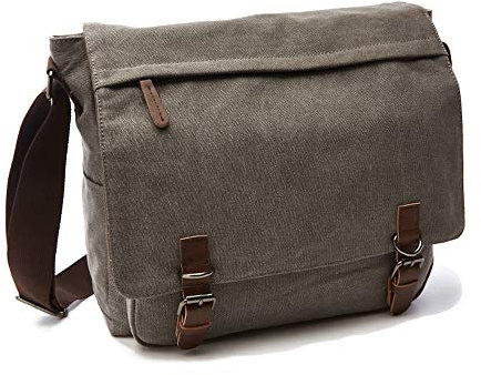 Rufun Schultertasche für Männer Leinwand Laptop Tasche Kreuzkörper Aktentasche Schultasche (M, Grau)