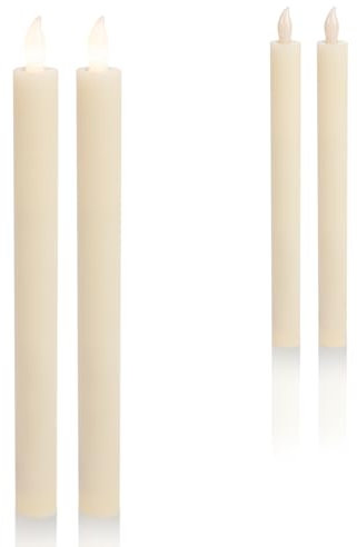 Schlaraffenland LED Stabkerzen PALO 2er Set | 2x25 cm | Flackernde Flamme | Creme Echtwachs | Elektrische Kerzen | LED Stabkerzen mit Timerfunktion | Kerzen mit Batterie und timerfunktion |
