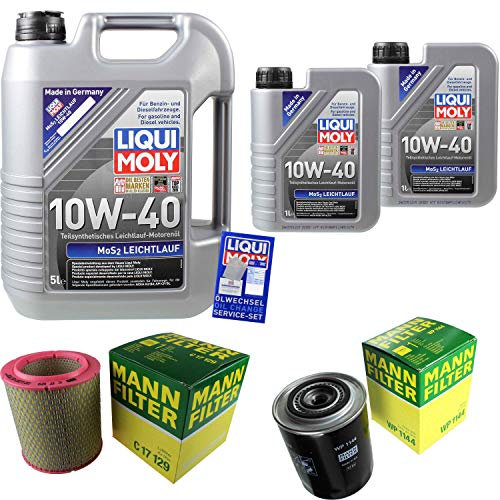 Filter Set Inspektionspaket 7 Liter Motoröl MoS2 Leichtlauf 10W-40 MANN-FILTER Luftfilter Ölfilter