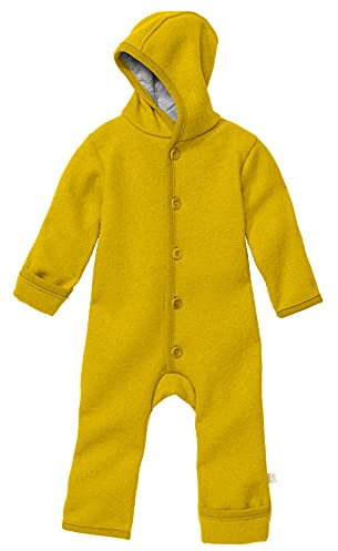disana WALK-OVERALL, 100% Bio-Merinowolle GOTS, IVN Best | mit Umklappbündchen | Newborn Baby Kleinkind Kind Unisex | Made in Germany | Curry Gr. 62-68
