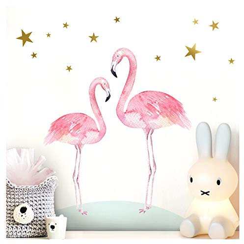 Little Deco Wandtattoo Kinderzimmer Mädchen Junge Deko Wandsticker Baby Tiere I Wandbild 50 x 32 cm (BxH) I Flamingo Spielzimmer Wanddeko Aufkleber DL212-7