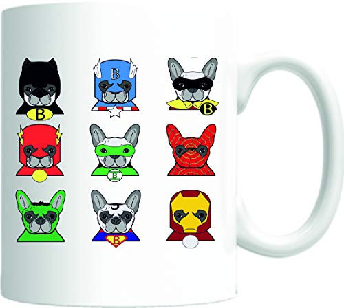 Taza de 325 ml, gran regalo o regalo para cualquier amante del bulldog francés superhéroe
