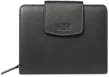 L.CREDI Leder Geldbörse Clara Flap Wallet Black schwarz