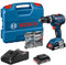 Bosch Professional 06019H5305 - Trapano a Percussione Gsb 18V-55, 2X2.0Ah Batterie + Caricatore, Sistema a 18 Volt, Diametro Foro in Muratura: 10 mm, in Cassetta L, 18 V, Blu