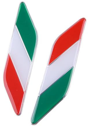 beler 2 pcs Côté Voiture Fender Alliage Italie Drapeau Style Logo Emblème Badge Autocollants Decal