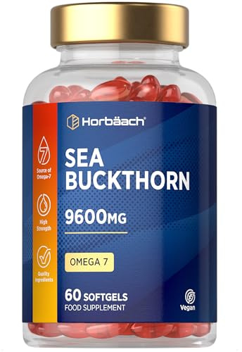 Sea Buckthorn Oil Capsules 9600mg | High Strength Vegan Supplement | Source of Omega 7 Essential Fatty Acids | Palmitoleic Acid | 60 Count | by Horbaach