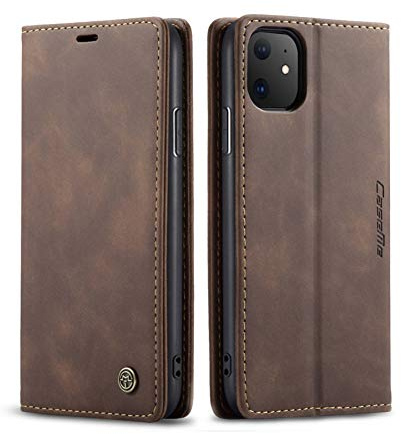 UEEBAI Wallet Case for iPhone 11 Pro 5.8 inch, Premium PU Leather Case Vintage Matte Wallet Flip Cover [Card Slots] [Magnetic Closure] Stand Function Folio Shockproof Full Protection - Coffee