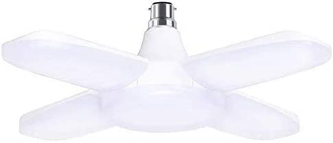 LED Garage Light B22 Deformable 60W, Workshop Ceiling Lighting BC Bayonet Cap Cool White Daylight with 4 Adjustable Panels, High Bay Lamp for Loft, Warehouse, Basement, Kitchen, Market, Porch