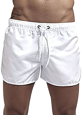 Pantaloncini Mare Uomo Corti Costume da Bagno Uomo Costumi da Bagno Short Mare Shorts Mare Costume a Pantaloncino Uomo Pantaloncini Spiaggia Surf Piscina Uomo Beach Shorts Men Taglie Forti Bianco M