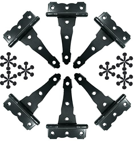 HLMOptimo 10,2 cm Gurtscharniere Schuppentürscharniere Schwerlast T-Scharniere Dekorative T-Scharniere Türscharniere Torscharniere Rostfrei Klassisches Antik Scharnier mit Schrauben (6, 10,2 cm)