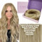Fshine Invisible Clip Extensions Echthaar, 60cm 120g 7 Stücke Haarverlängerung Echthaar Extensions Clip Aschblond Hervorgehobenes Goldblond Echte Haare Farbe 16P22