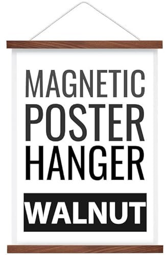 Cadre magnétique de suspension pour affiche, 40,6 cm de large, noyer – Aimant puissant – Cadre en bois de qualité supérieure et assemblage rapide – Cadre en bois à suspendre au mur pour affiches,