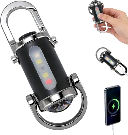 Wishstar Mini Lampe Torche, Porte Clef Lumineux, 1200 lm Lampe Torche Puissante Rechargeable, LED de Poche La vie Étanche, Poche LED 5 Modes pour Camping Extérieur, Urgence, Pêche, pliable-06
