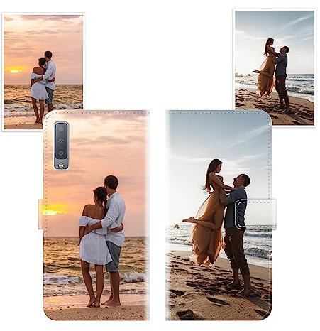 Sunrive Personalisierte hülle kompatibel mit Samsung Galaxy A7 (2018) A750 Handyhülle Benutzerdefiniert,Schutzhülle Lederhülle handykette universal Etui mit Eigenem Foto Bild Text Individuelle