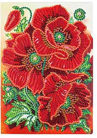 DCIDBEI DIY 5D Notizbücher Diamant Malerei Notizbuch A5 Blanko Diamond Painting Notizbuch Strass Stickerei Tagebuch Mädchen Mohnblume auf dem Mond Sketchbook für Schülerbüro Schulbedarf
