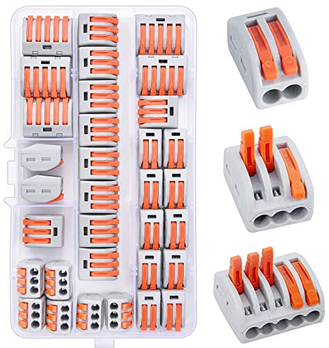 Preciva Connettori Elettrici, 33 Pezzi Connettori Elettrici Rapidi con Polo, Morsettiera Elettrica Cavi Elettrici Connettore, per Cavi Combinabili Liberamente, PA/PC Ritardante di Fiamma