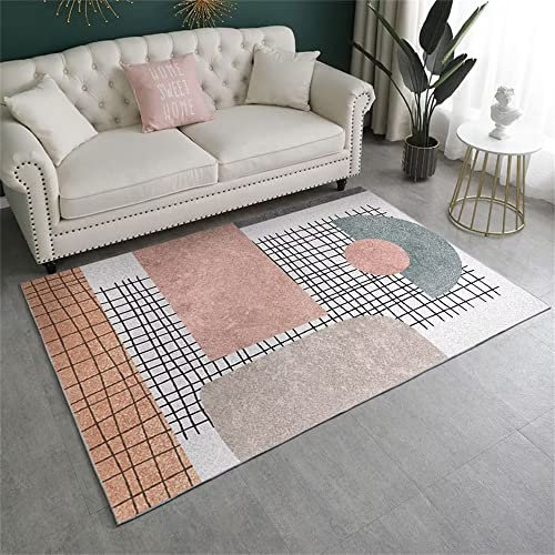 DJHWWD deko Home jugendzimmer Rosa Weißer Teppich, rechteckiger Schlafzimmerteppich, feuchtigkeitsbeständig Kinder spielteppich 200X300CM