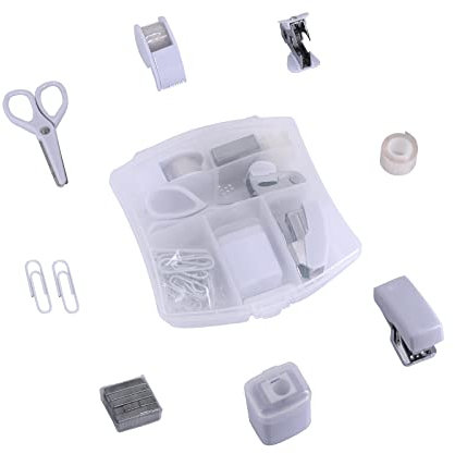 Mini Tacker Kit Bürozubehör Kits – Enthält Mini Stacker, Schere, Heftferner, Heftklammern, Bandspender(white)