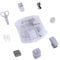 Mini Tacker Kit Bürozubehör Kits – Enthält Mini Stacker, Schere, Heftferner, Heftklammern, Bandspender(white)