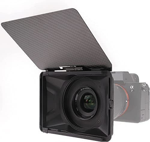 Foto4easy leichte Mini-Matte-Box mit Kohlefaser-Flagge für spiegellose DSLR-Kameras, kompatibel mit 52 mm/55 mm/58 mm/62 mm/67 mm/72 mm/77 mm/82 mm Objektiven