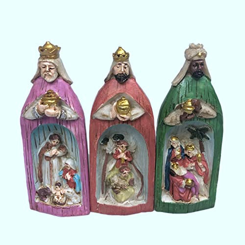 Rheross Krippen-Set mit drei Männern, aus Kunstharz, zum Basteln, 3 Figuren, römische Krippen-Set