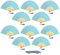 Pack of 10 Paper Handheld Folding Fan with a Tassel and Grade A Bamboo Ribs for Women Girls Summer Party Favour Birthday Wedding Gift (Baby Blue)