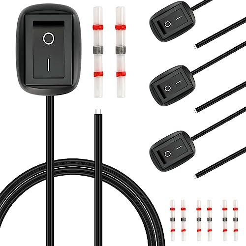 DAOKAI Interruttori fai-da-te per auto Forma di goccia d'acqua Tipo di pasta Interruttore Pulsante per auto Off/ON DC 12V Interruttore a bilanciere per montaggio superficiale Cavo da 23 pollici - 4 pz