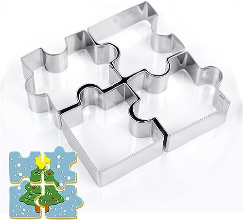 LATRAT Keksausstecher Puzzle 4 Stück, Ausstecher in Puzzleform，Ausstechformen aus Edelstahl
