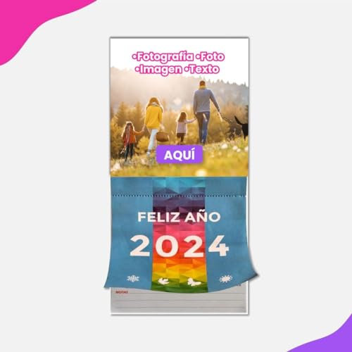 Pack 12 Calendarios Nevera con Imán de 10x20 cm del 2026 | Calendarios Magnéticos Personalizados con Faldilla más Cartulina con Foto, Logo, Imagen o Publicidad - Planificador Mensual y Organizador
