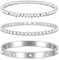 3 Stück Armband Damen Gold Silber - 17/18/19cm Kristallen Tennis Armband 6mm Breit Cubic Zirkonia Armreif für Frauen, Wasserfester Tennisarmband mit Edelstahl Armbänder Set Geschenke für Damen