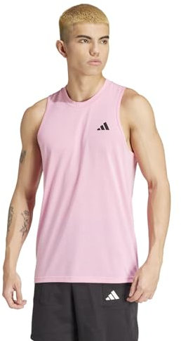 adidas T-shirt da uomo Essentials Feelready Training senza maniche, Bliss Rosa/Nero, L