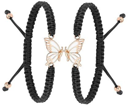 QGJNSGC Paquete de 2 pulseras de urna de mariposa para cenizas de acero inoxidable, pulsera de cremación de recuerdo, cuerda trenzada, pulsera ajustable, joyería conmemorativa para mujeres y niñas