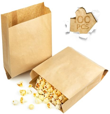Majillux 100 Kraftpapiertüten 18 x 27 x 7 cm, Braune Geschenktüten, Kleine Papiertüten, Lebensmittelqualität Kraftpapierumschläge - Nachhaltig und Recyclebar