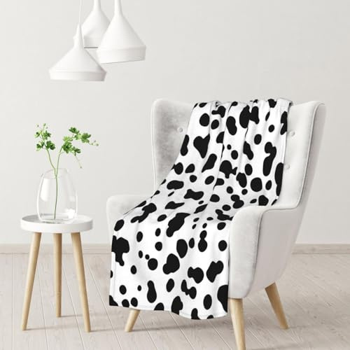 Decke, warme Flanelldecke/Decke, Bettüberwurf für Sofa, Büro, 102 x 76 cm,Dalmatiner, Seamless, Muster, Oder, Kuh, Haut, Texture