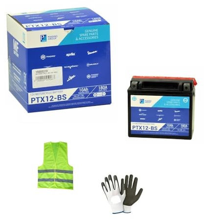 KOMPATIBEL MIT Piaggio Vespa GTS IE HPE 4T 4V ABS E5 300 für Jahr 2020 al 2022 Batterie YTX12-BS Piaggio PTX12-BS BEREITS AUFGELADEN UND EINSATZBEREIT BATTERIEN Motorrad 10 Ampere 12V 150X87X130MM