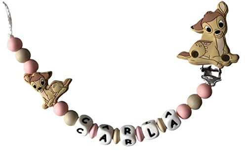 Attache tétine Bambi rose