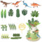 Jostift 25 Stück Kuchendeko Dinosaurier Set,Dinosaurier Deko Torte Cake Topper,Dino Tortendeko,Dino Geburtstag Deko,Dschungel Tortendeko Junge Dinosaurier Party Kuchen Dekoration für Kinder