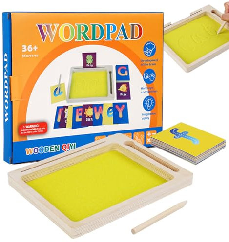 Bandeja De Arena para NiñOs 3+ Bandeja De Arena De Madera con Arena Sensorial Y NúMeros De Letras Sensoriales para Bandejas De Actividades Educativas En El Aula para NiñOs