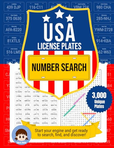 USA License Plate Number Search: Start your engine and get ready to search, find, and discover! Large Print Puzzles for Adults.