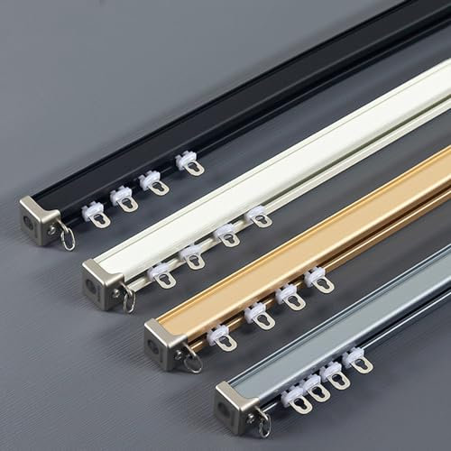 Hochleistungs Vorhangschiene, Silence-Aluminium Gardinenschiene, Raumteiler Vorhangstange, Decken-/Wandmontage, Für Fensterküche, Schlafzimmer, Mit Installationsmaterial(Color:White,Size:200cm(2*100cm