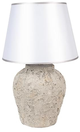Clayre & Eef Tischlampe Ø 35x59 cm Grau Terrakotta Schreibtischlampe