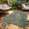Paco Home Teppich In- & Outdoor, Moderne abstrakte Boho Designs mit 3D Struktur, robust & wetterfest, ideal für Terrasse Wohnzimmer & Küche, Grösse:120 cm Rund, Farbe:Grün 2
