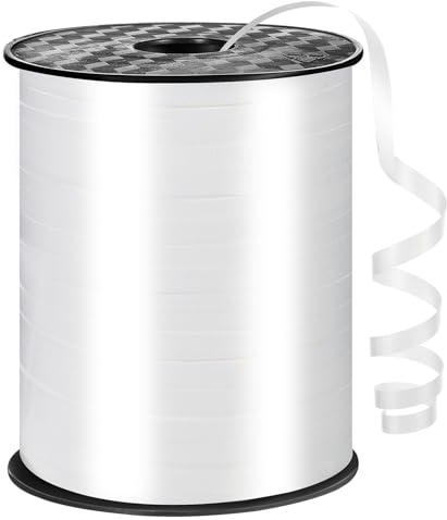 woric 600 Yards Weißes Ballonband, 1/5 Zoll Ringelband für Luftballons, Ballonschnur für Weihnachten, Kunst, Handwerk, Geschenkverpackung, Hochzeit, Jahrestag, Geburtstagsfeier