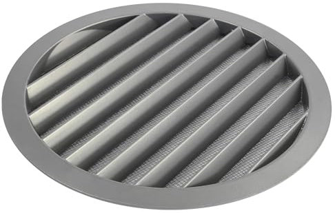 Rejilla de Ventilación Exterior de Aluminio para Extractor de baño, Cocina, Garaje, Pared | Rejilla Redonda con mosquitera metálica, Color Resistente a Rayos UV (Gris, 250mm)