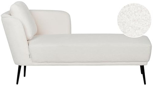 Chaiselongue Bouclé creme weiß links mit Armlehne Kissen Metallgestell Artheze
