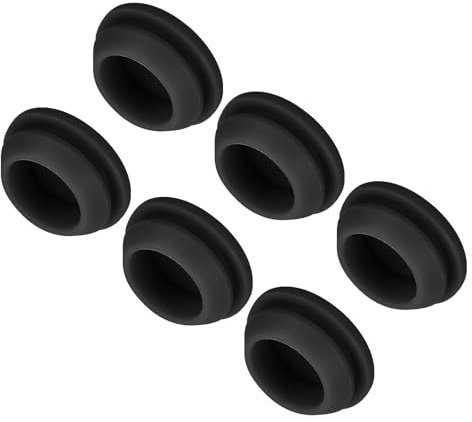 QUARKZMAN 6Pcs Cache Trou Meuble Bouchon Silicone 18mm Diamètre de Montage Noir Largeur de Rainure Étroite 2mm Joint de Panneau Rond pour Cloisons de Cuisine, Bouchons d'Étanchéité