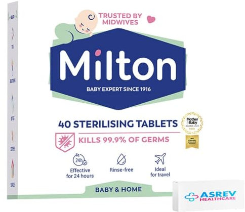 MiltonBaby Sterilising Tablets - 40 Pack Cold Water Disinfection for Bottles, Teats & Dummies Antibacterial & Antiseptic Cleaner for Nursery