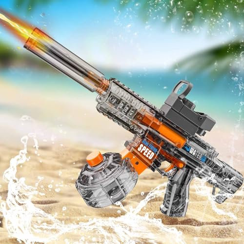 Electric Water Gun Age 12+, Automatic Water Gun 26FT Super Powerful, Large Capacity Water Squirt Guns, Water Pistols Water Toy Guns for Pool Beach Garden Outdoor Activities (Grey)