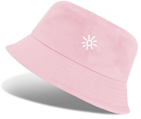 Tuopuda Fischerhut Herren Bucket Hat Damen Sonnenhut Fischerhüte Baumwolle Sommerhut Unisex Anglerhut Freizeithut Faltbar Einfarbige, Rosa-02