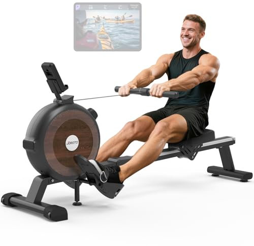 JOROTO Rudergerät für Zuhause, 16 Stufiger Widerstand, Magnetisches Rudergerät mit APP-Steuerung, LCD Display mit Handyhalter, Ideal für Home Gym Fitnessgeräte für Zuhause